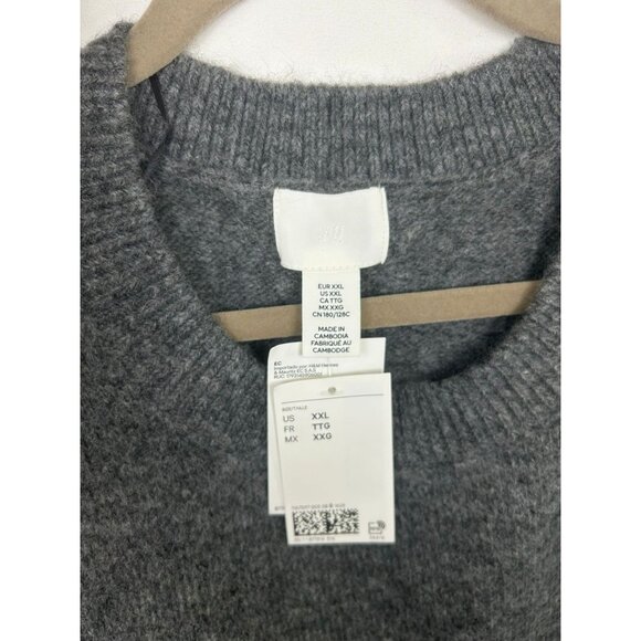 NWT H&M Men's Sleeveless Wool Blend Knit Vest Sweater XXL Gray - Picture 3 of 10